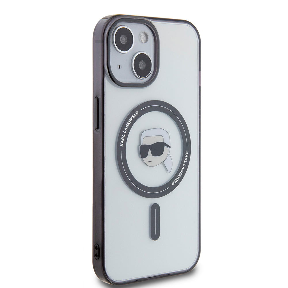 Ovitek MagSafe za Apple iPhone 15 Plus, Karl Lagerfeld, IML Karl's Head, Prozoren