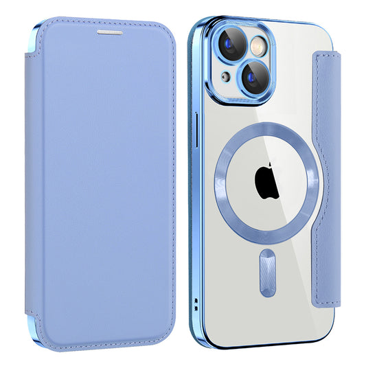 Ovitek MagSafe za Apple iPhone 15 Plus, Techsuit, SmartMag Book, modra