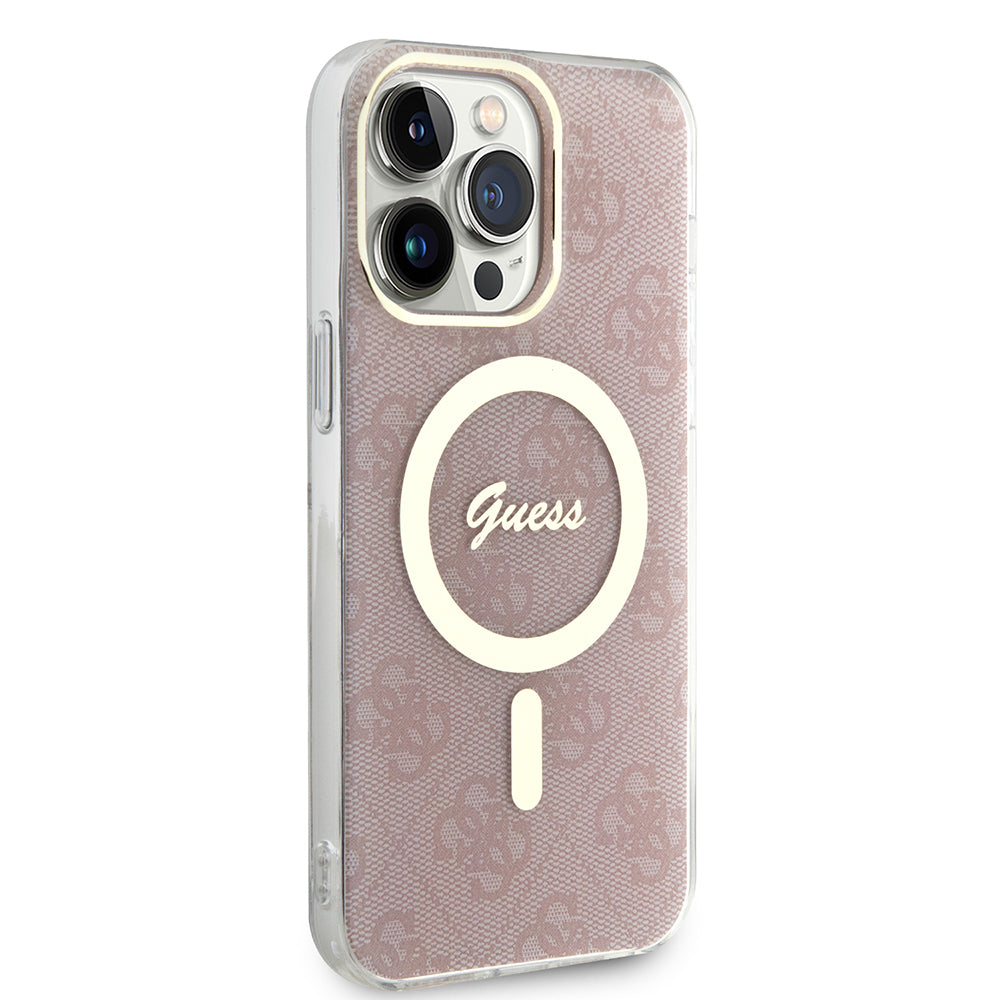 Ovitek MagSafe za Apple iPhone 15 Pro, Guess, IML 4G, Roza