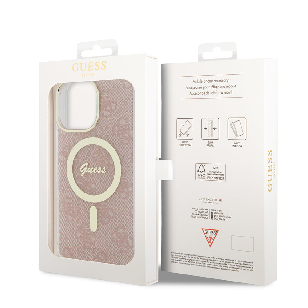 Ovitek MagSafe za Apple iPhone 15 Pro, Guess, IML 4G, Roza