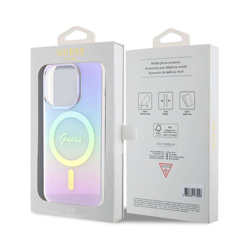 Ovitek MagSafe za Apple iPhone 15 Pro, Guess, IML Iridescent, Vijolična
