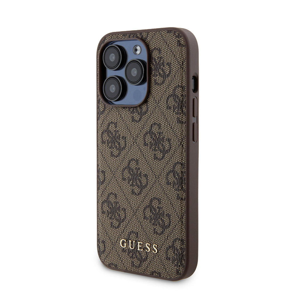 Ovitek MagSafe za Apple iPhone 15 Pro, Guess, Powerbank 4G Metal Logo, Rjava