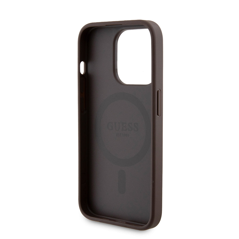 Ovitek MagSafe za Apple iPhone 15 Pro, Guess, Powerbank 4G Metal Logo, Rjava