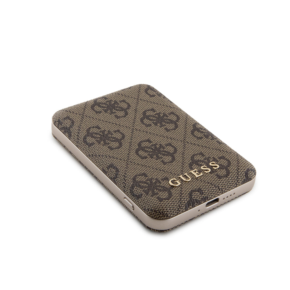 Ovitek MagSafe za Apple iPhone 15 Pro, Guess, Powerbank 4G Metal Logo, Rjava
