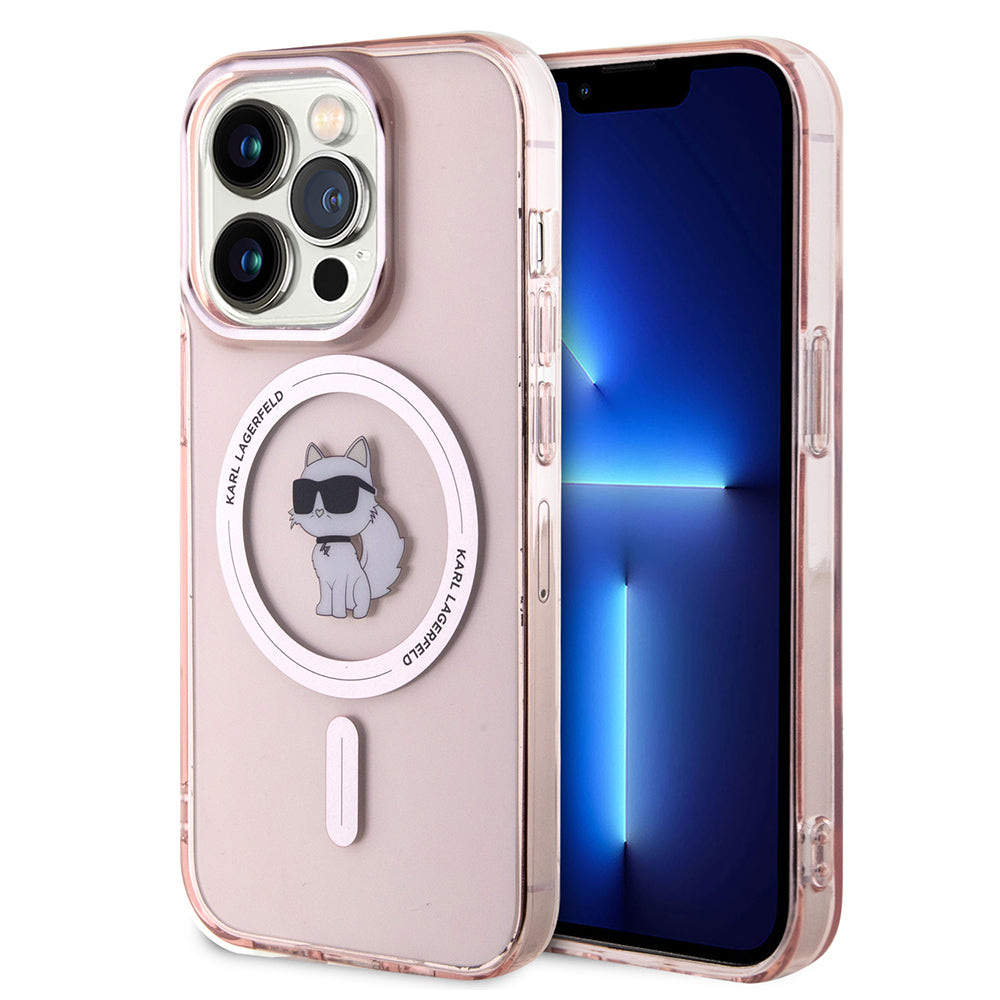 Ovitek MagSafe za Apple iPhone 15 Pro, Karl Lagerfeld, IML Choupette, Roza