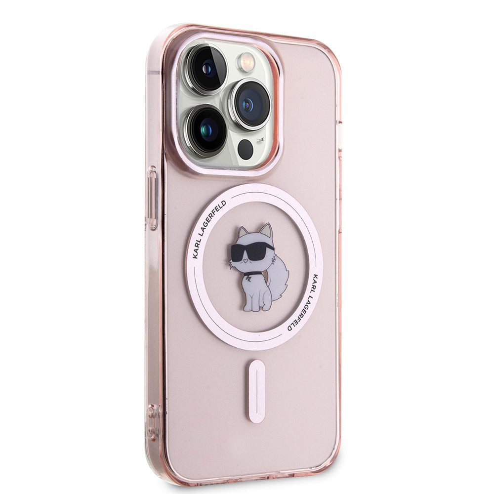 Ovitek MagSafe za Apple iPhone 15 Pro, Karl Lagerfeld, IML Choupette, Roza