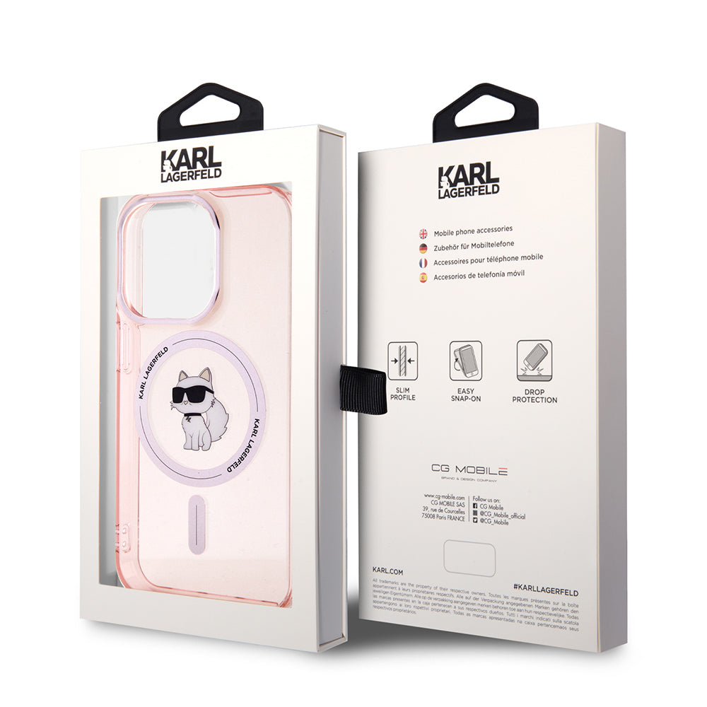 Ovitek MagSafe za Apple iPhone 15 Pro, Karl Lagerfeld, IML Choupette, Roza