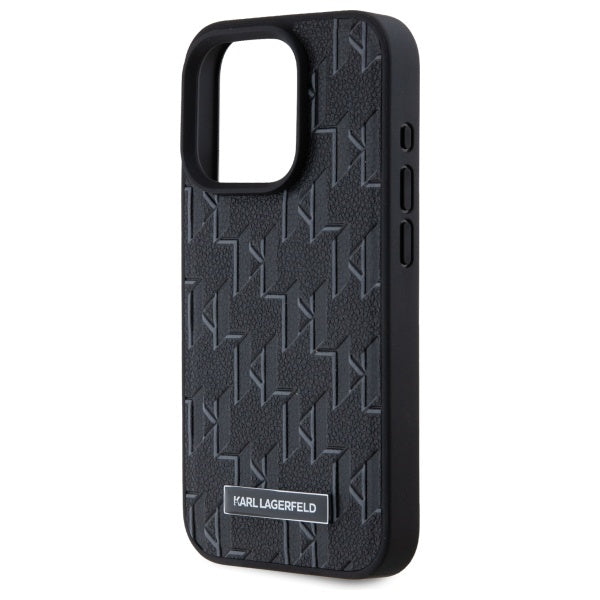 Ovitek MagSafe za Apple iPhone 15 Pro, Karl Lagerfeld, Monogram Metal Logo, Črn