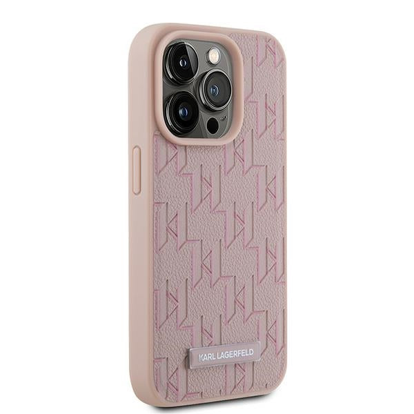 Ovitek MagSafe za Apple iPhone 15 Pro, Karl Lagerfeld, Monogram Metal Logo, Roza