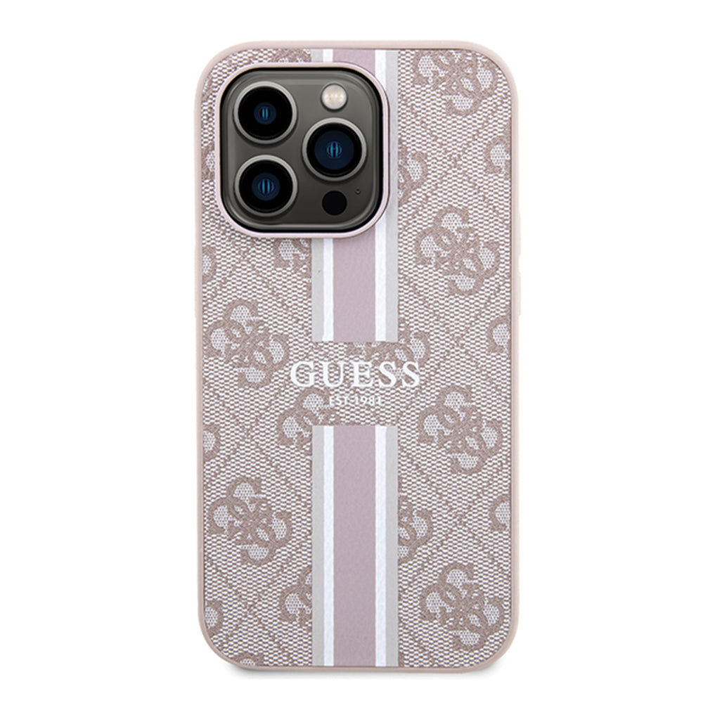 MagSafe Case for Apple iPhone 15 Pro Max, Guess, 4G Printed Stripes, Pink