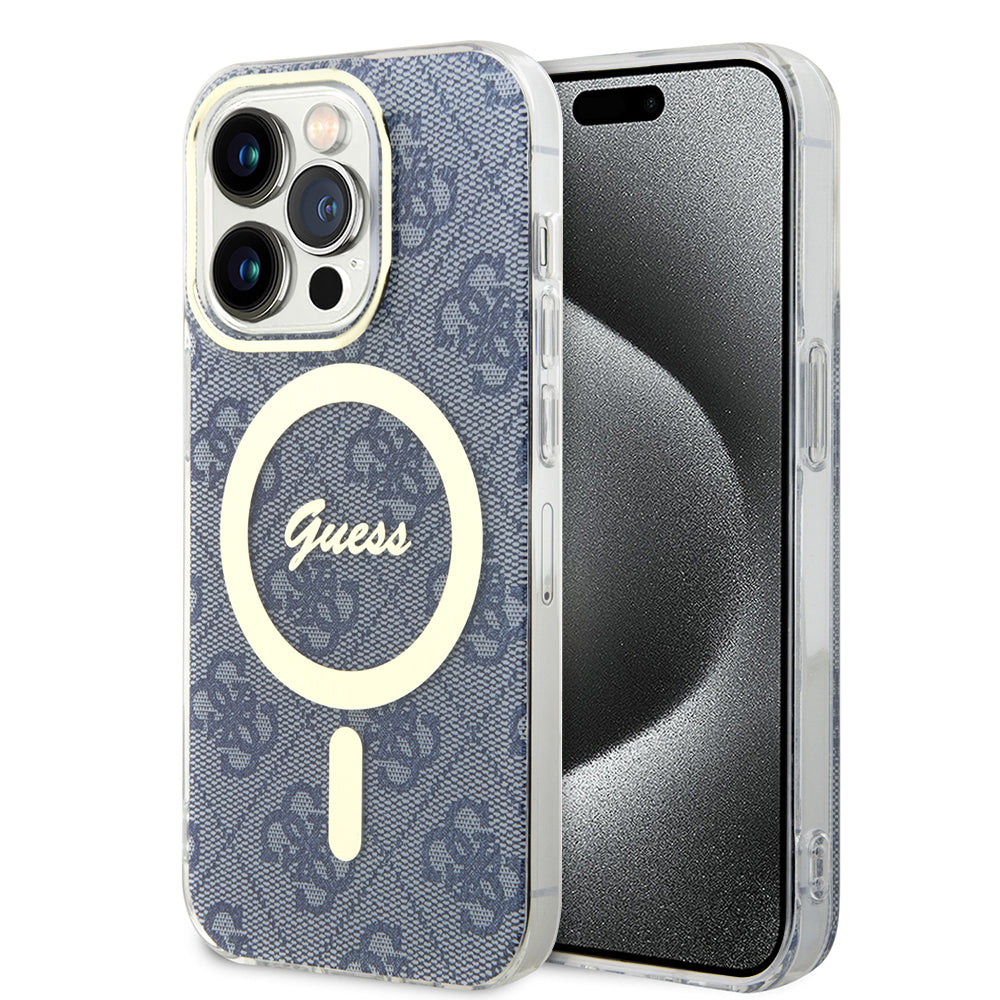 Ovitek MagSafe za Apple iPhone 15 Pro Max, Guess, IML 4G, Modra