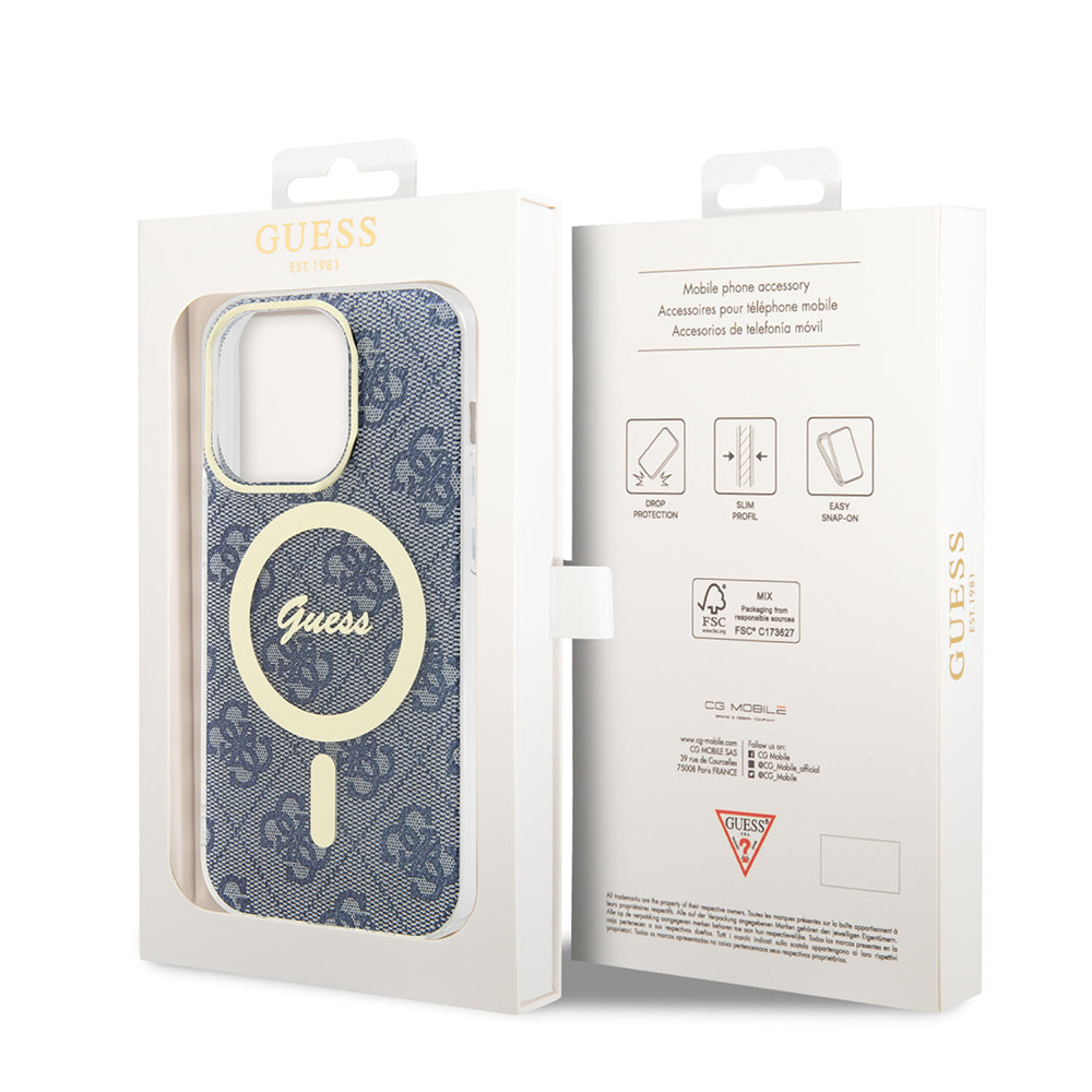 Ovitek MagSafe za Apple iPhone 15 Pro Max, Guess, IML 4G, Modra