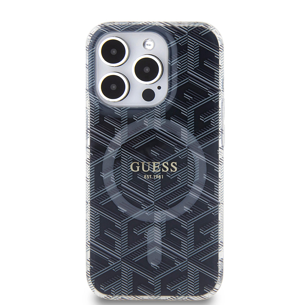 Ovitek MagSafe za Apple iPhone 15 Pro Max, Guess, IML Gcube, Črn