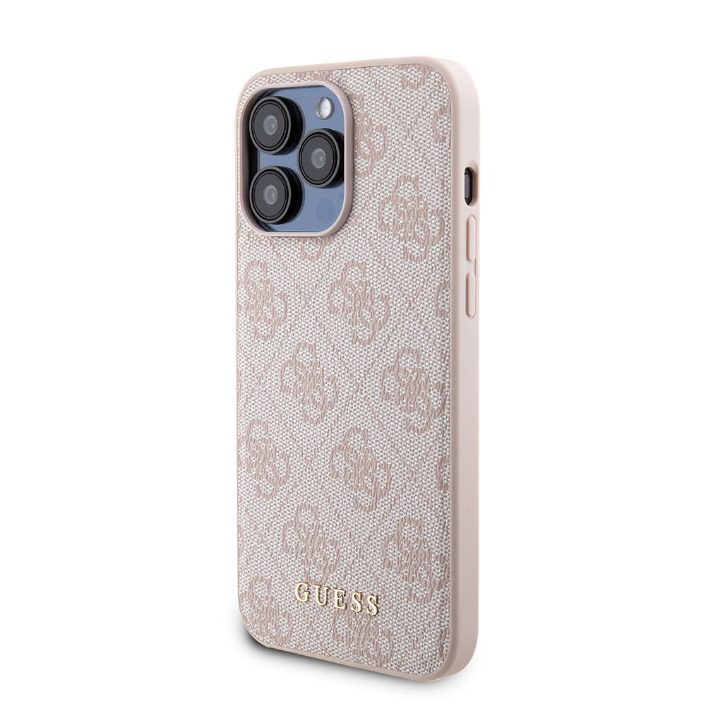 Ovitek MagSafe za Apple iPhone 15 Pro Max, Guess, Powerbank 4G Metal Logo, Roza