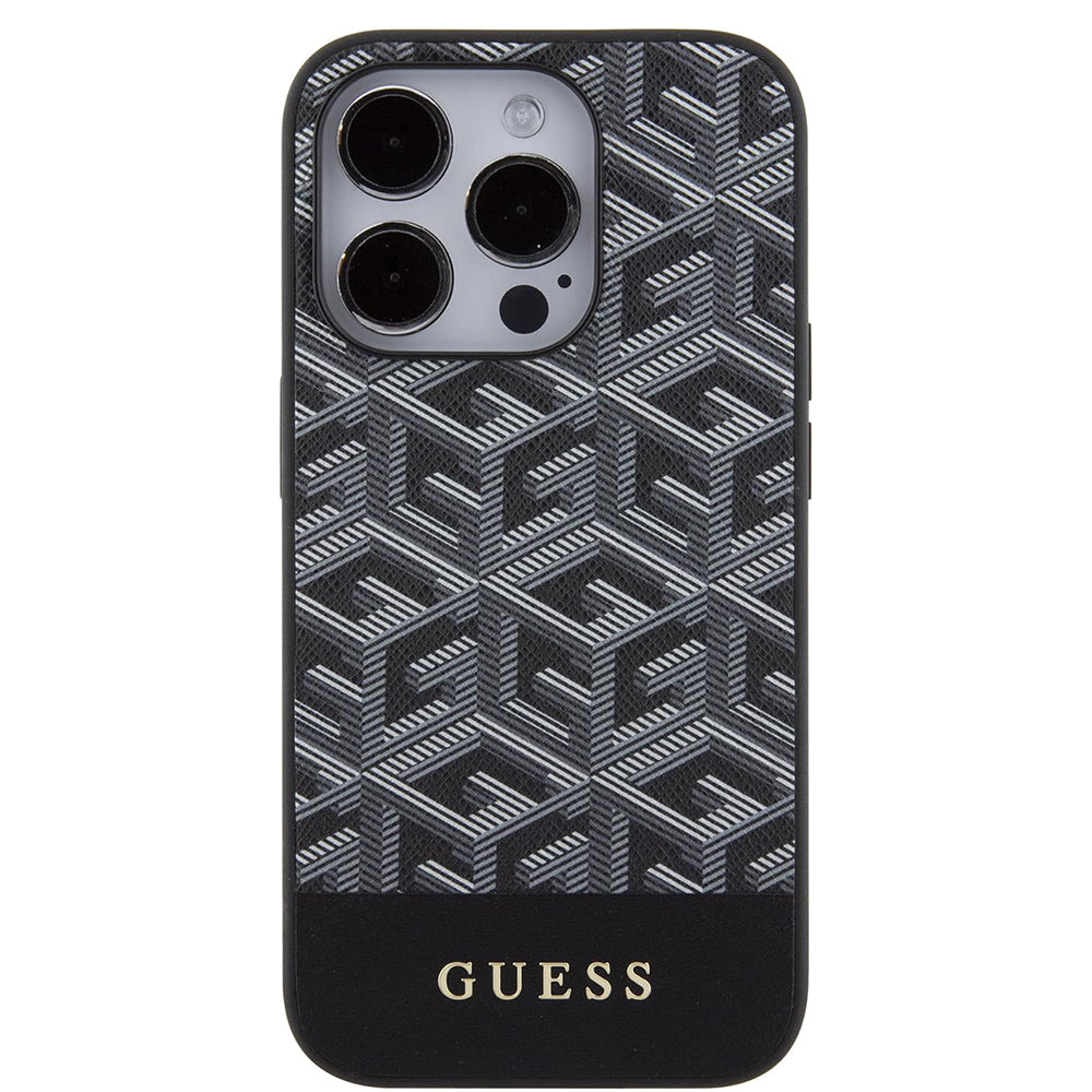 MagSafe Case for Apple iPhone 15 Pro Max, Guess, PU G Cube, Black GUHMP15XHGCFSEK
