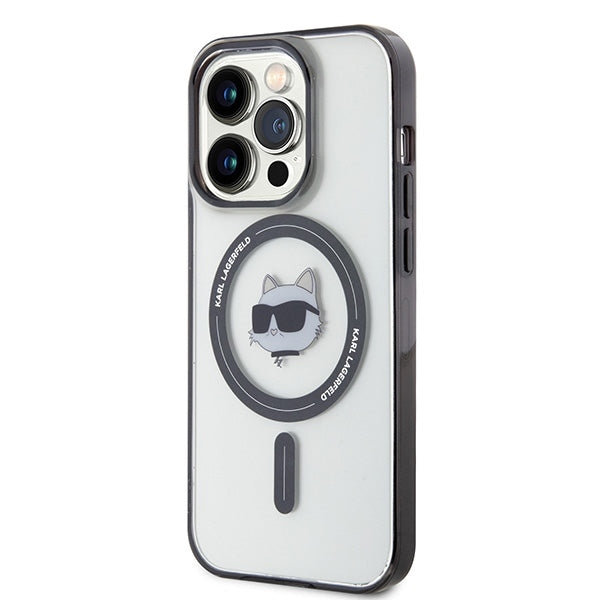 Ovitek MagSafe za Apple iPhone 15 Pro Max, Karl Lagerfeld, IML Choupette's Head, Prozoren