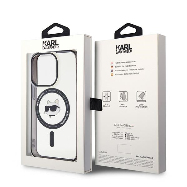 Ovitek MagSafe za Apple iPhone 15 Pro Max, Karl Lagerfeld, IML Choupette's Head, Prozoren