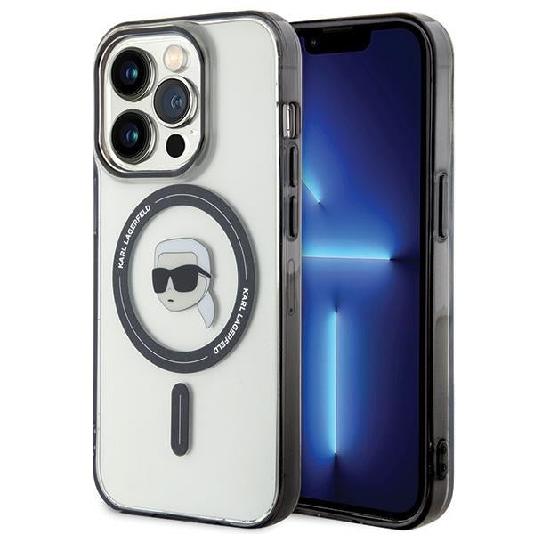 Ovitek MagSafe za Apple iPhone 15 Pro Max, Karl Lagerfeld, IML Karl's Head, Prozoren