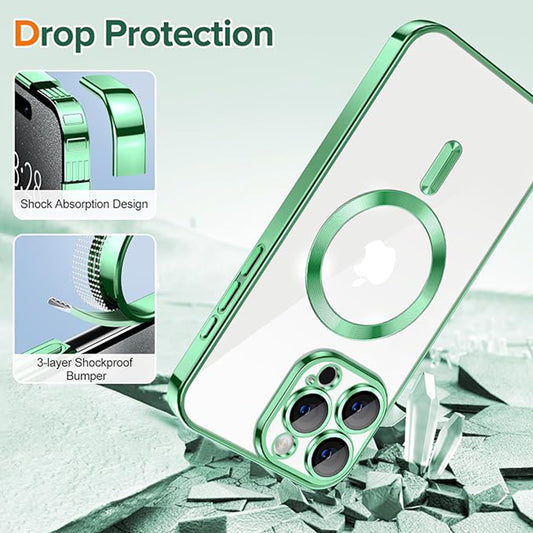 Ovitek MagSafe za Apple iPhone 15 Pro Max, Techsuit, Luxury Crystal, Svetlo zelena