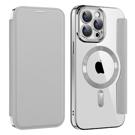 Ovitek MagSafe za Apple iPhone 15 Pro Max, Techsuit, SmartMag Book, Siva