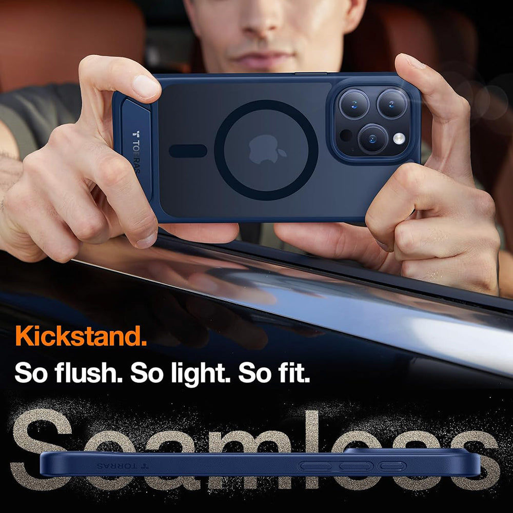 Ovitek MagSafe za Apple iPhone 15 Pro Max, Torras, Pstand, Mornarsko modra