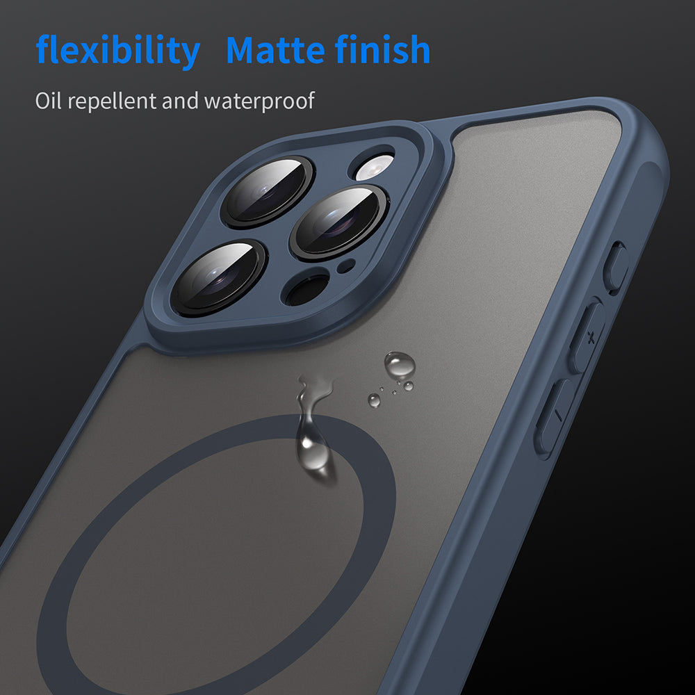 Ovitek MagSafe za Apple iPhone 15 Pro, Techsuit, HaloFrost II, Temno moder
