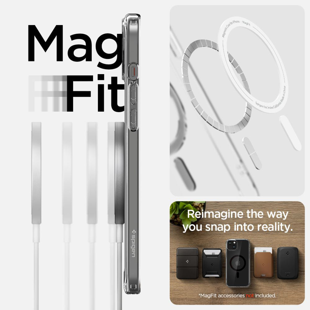 Ovitek MagSafe za Apple iPhone 15, Spigen, Ultra Hybrid, Črn ACS06803