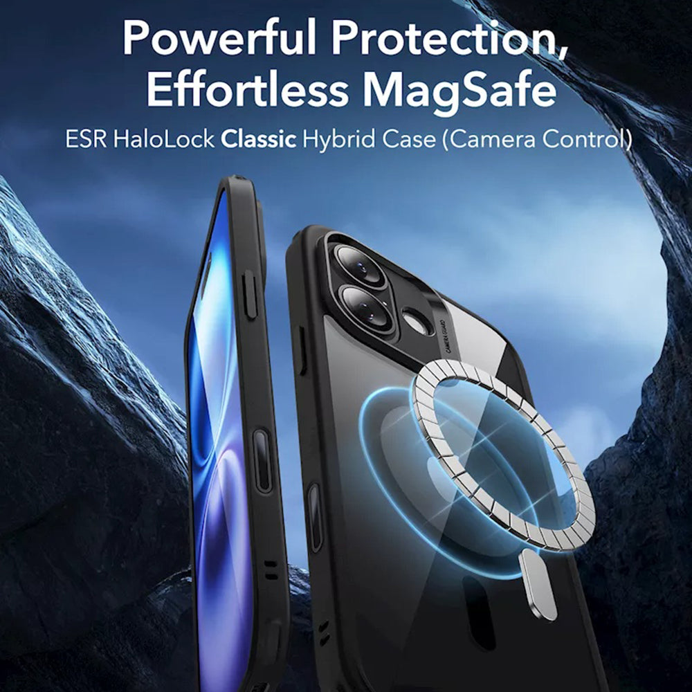Ovitek MagSafe za Apple iPhone 16, ESR, Classic Hybrid Slide, Prozorno črn