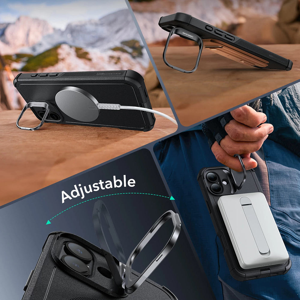 Ovitek MagSafe za Apple iPhone 16, ESR, Cyber Armor Kickstand, Zelen