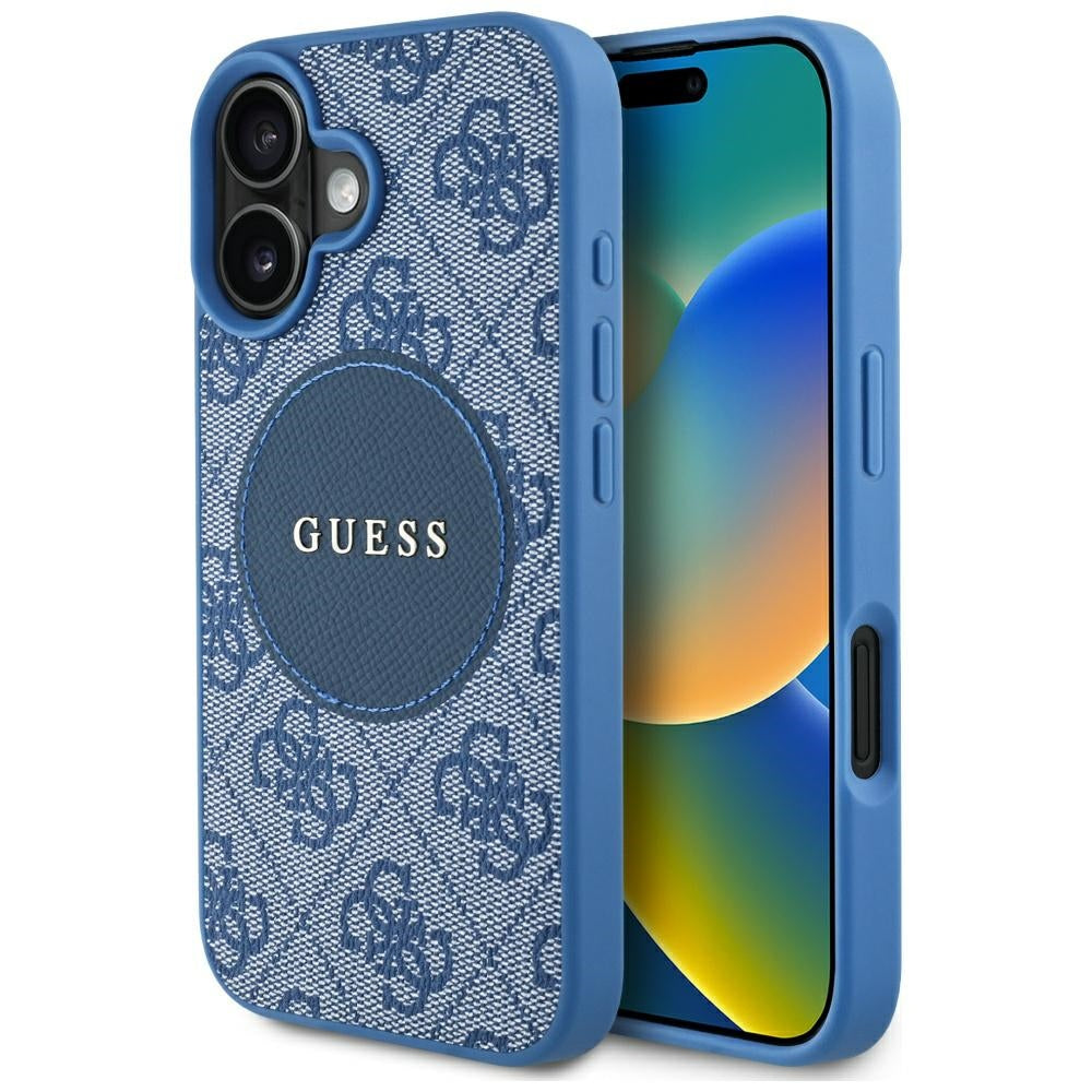 Ovitek MagSafe za Apple iPhone 16, Guess, 4G Circle Classic Logo, Modra