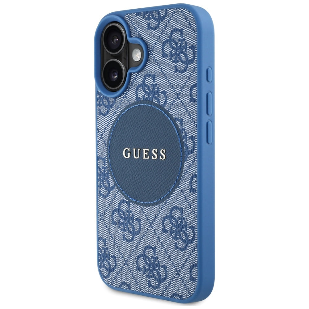 Ovitek MagSafe za Apple iPhone 16, Guess, 4G Circle Classic Logo, Modra