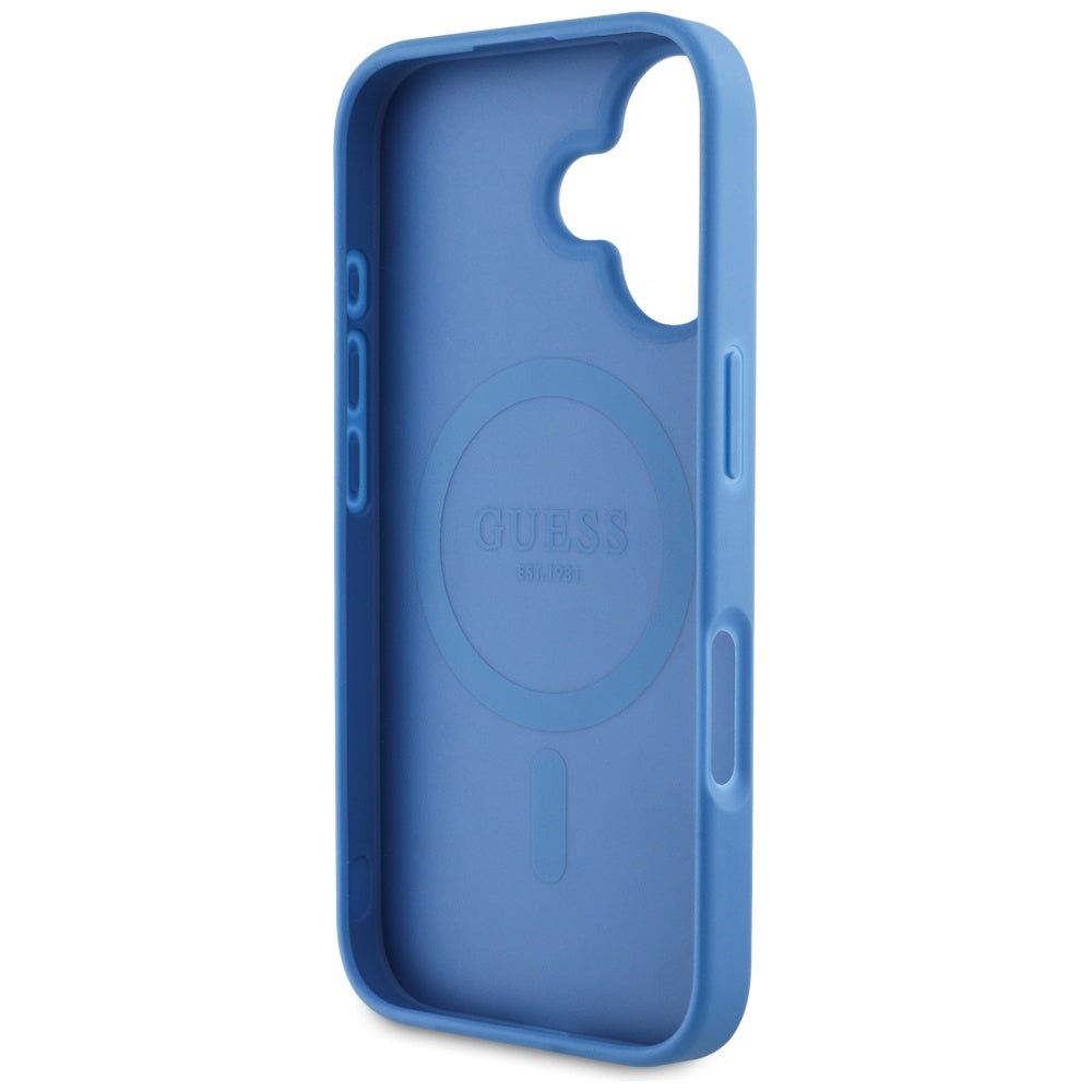 Ovitek MagSafe za Apple iPhone 16, Guess, 4G Circle Classic Logo, Modra