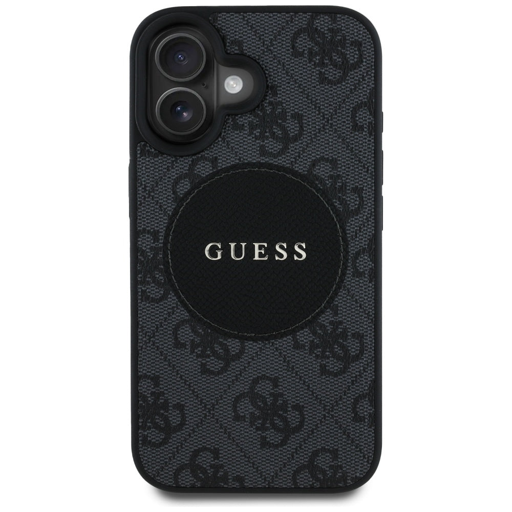 MagSafe ovitek za Apple iPhone 16, Guess, 4G Circle Classic Logo, črn