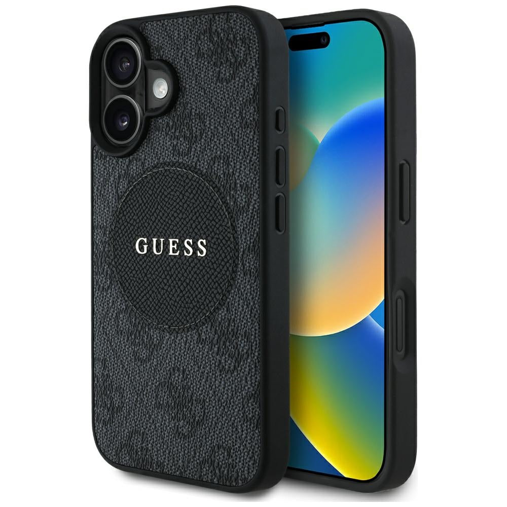 MagSafe ovitek za Apple iPhone 16, Guess, 4G Circle Classic Logo, črn