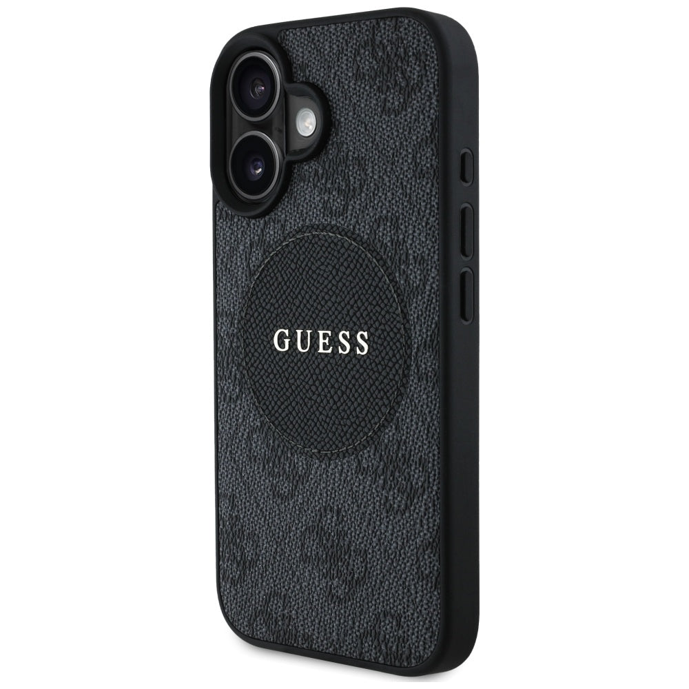 MagSafe ovitek za Apple iPhone 16, Guess, 4G Circle Classic Logo, črn