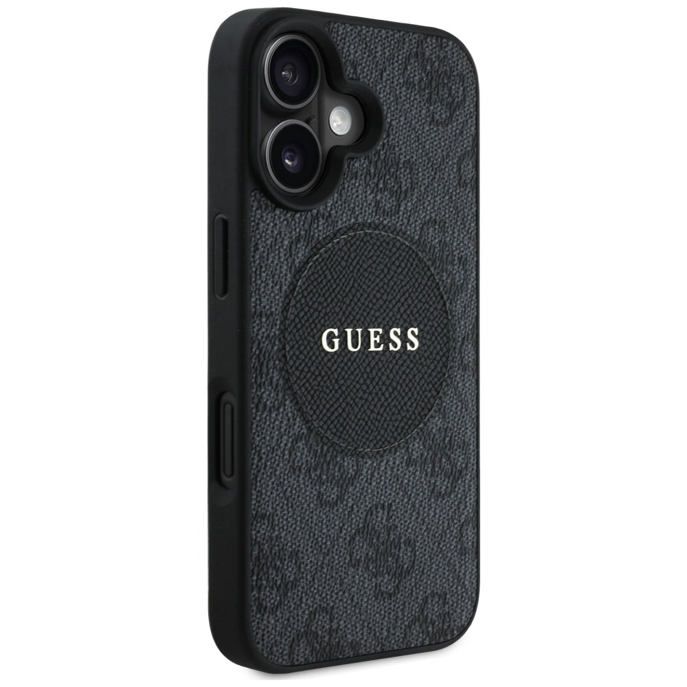 MagSafe ovitek za Apple iPhone 16, Guess, 4G Circle Classic Logo, črn