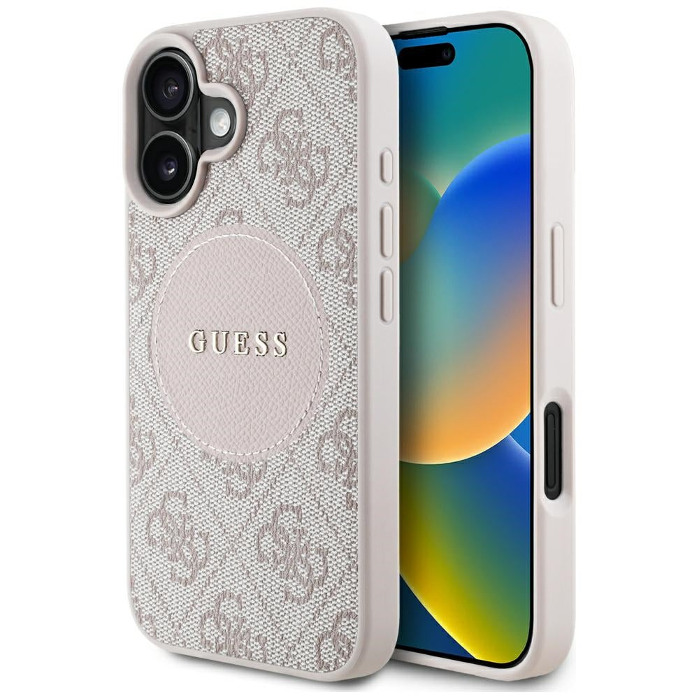 Ovitek MagSafe za Apple iPhone 16, Guess, 4G Circle Classic Logo, Roza