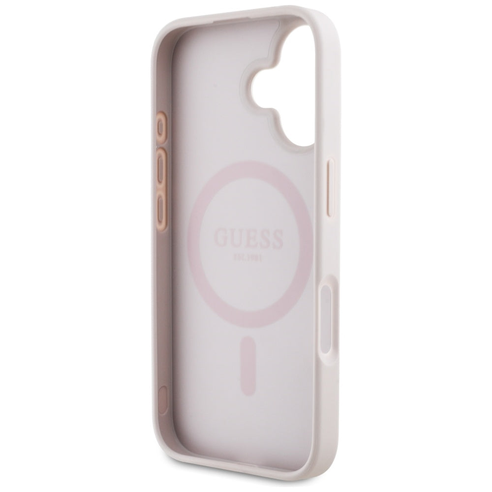 Ovitek MagSafe za Apple iPhone 16, Guess, 4G Circle Classic Logo, Roza
