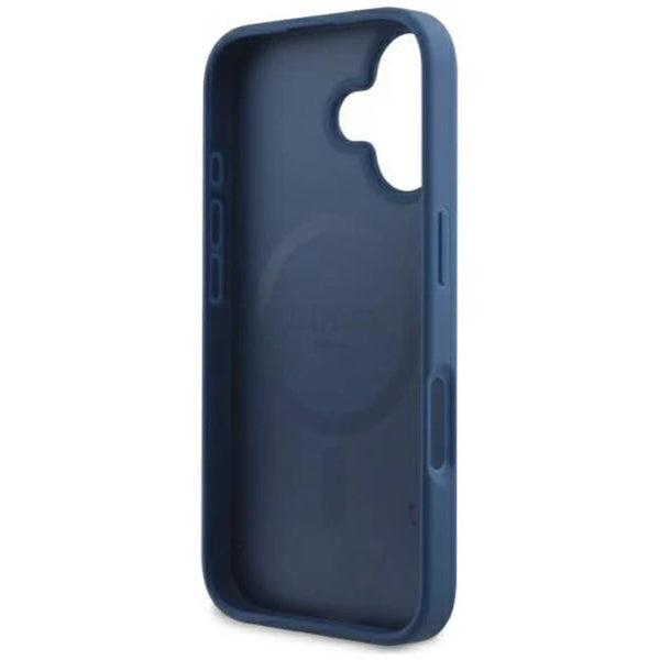 MagSafe ovitek za Apple iPhone 16, Guess, 4G Printed Stripes, Modra