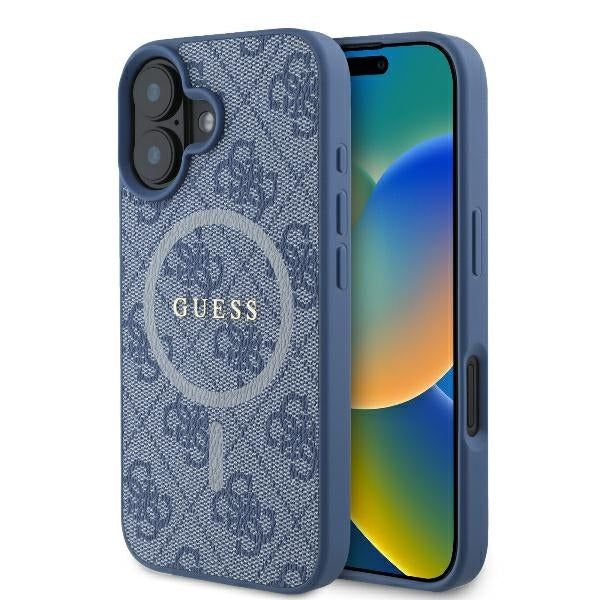 Ovitek MagSafe za Apple iPhone 16, Guess, 4G Ring Classic Logo, Modra