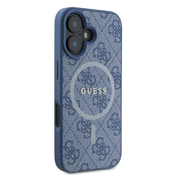 Ovitek MagSafe za Apple iPhone 16, Guess, 4G Ring Classic Logo, Modra
