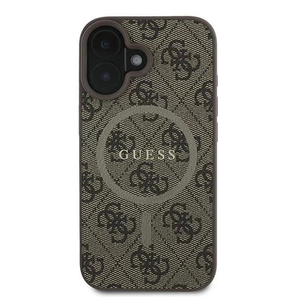 MagSafe ovitek za Apple iPhone 16, Guess, 4G Ring Classic Logo, rjava