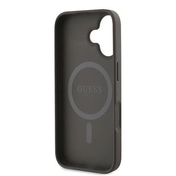MagSafe ovitek za Apple iPhone 16, Guess, 4G Ring Classic Logo, rjava