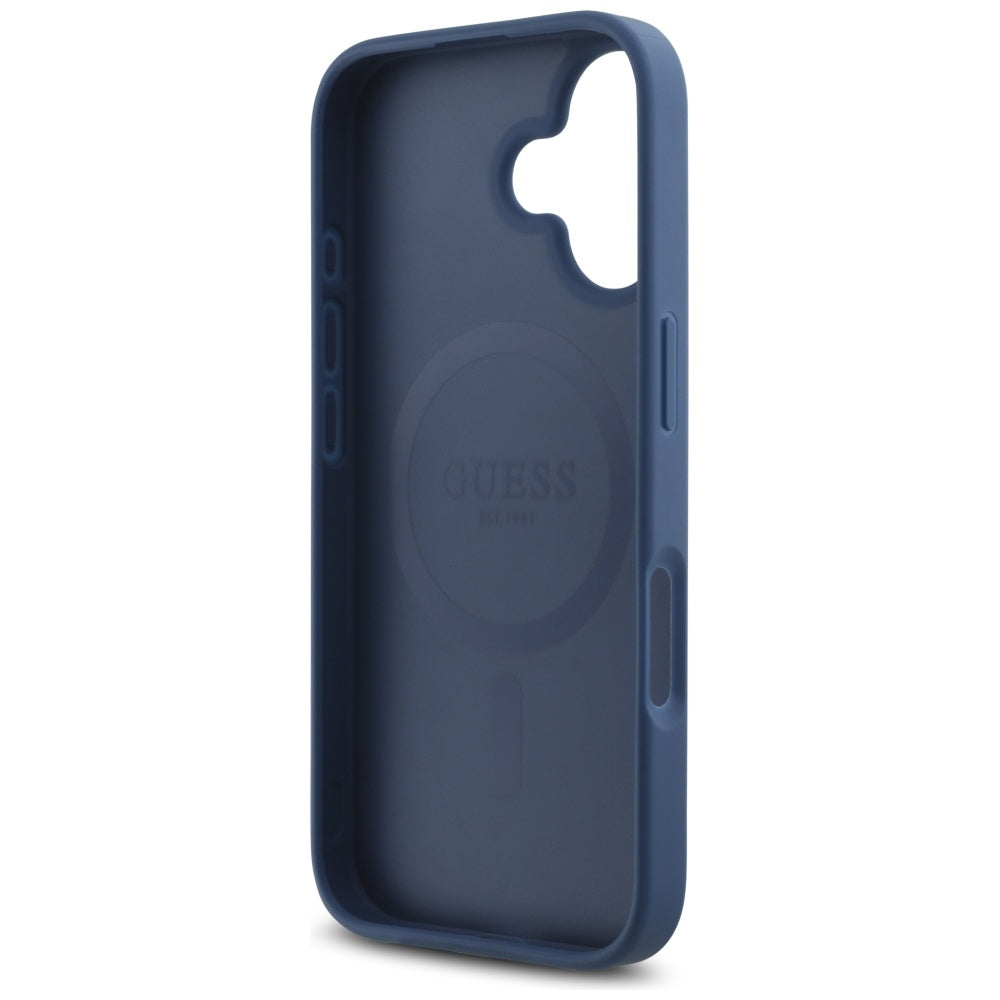 Ovitek MagSafe za Apple iPhone 16, Guess, 4G Small and Classic Logo, Modra