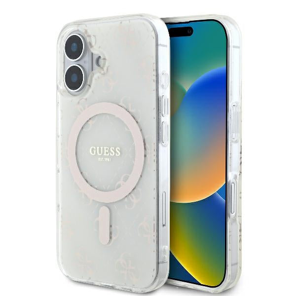 Ovitek MagSafe za Apple iPhone 16, Guess, IML 4G Background, Bela