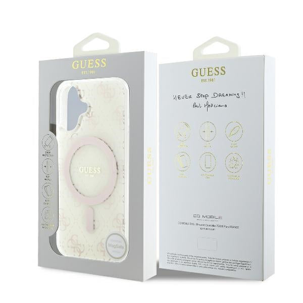 Ovitek MagSafe za Apple iPhone 16, Guess, IML 4G Background, Bela
