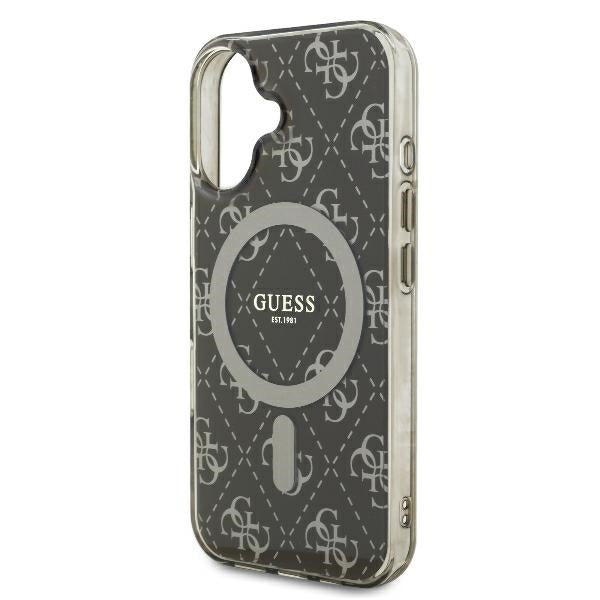 Ovitek MagSafe za Apple iPhone 16, Guess, IML 4G Background, Rjava