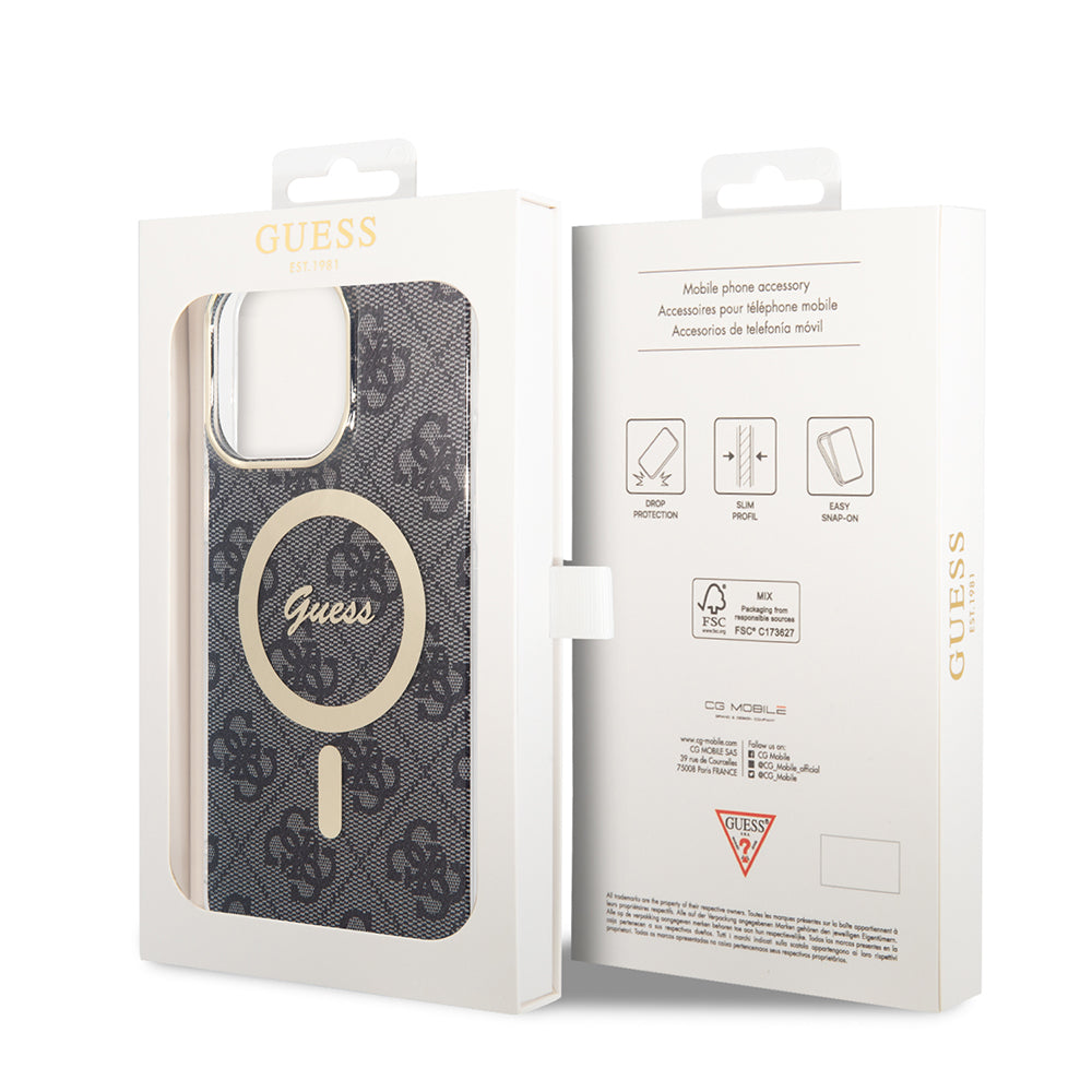 Ovitek MagSafe za Apple iPhone 16, Guess, IML 4G, Črn