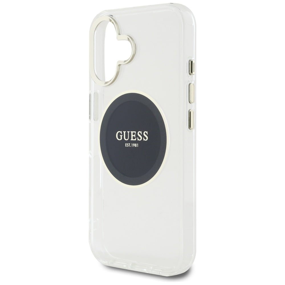 Ovitek MagSafe za Apple iPhone 16, Guess, IML Metal Colored Circle, črn