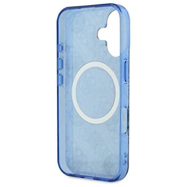 MagSafe ovitek za Apple iPhone 16, Guess, IML Peony On 4G Background, Modra